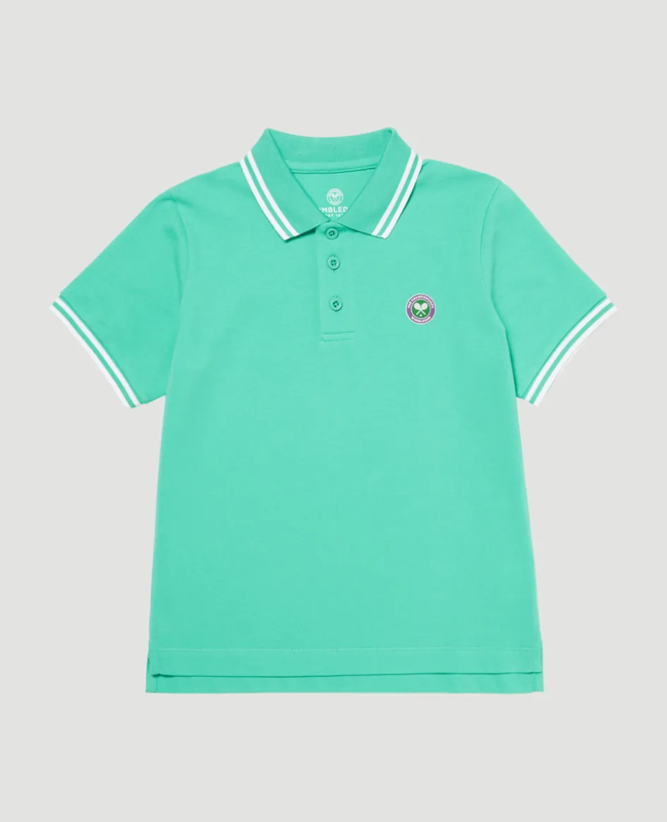 Wimbledon Kids Pique Polo - Green-Kids Tops & T-Shirts