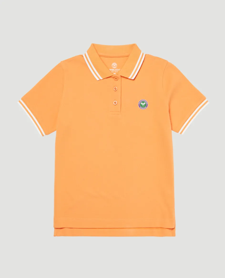 Wimbledon Kids Pique Polo - Orange-Kids Tops & T-Shirts