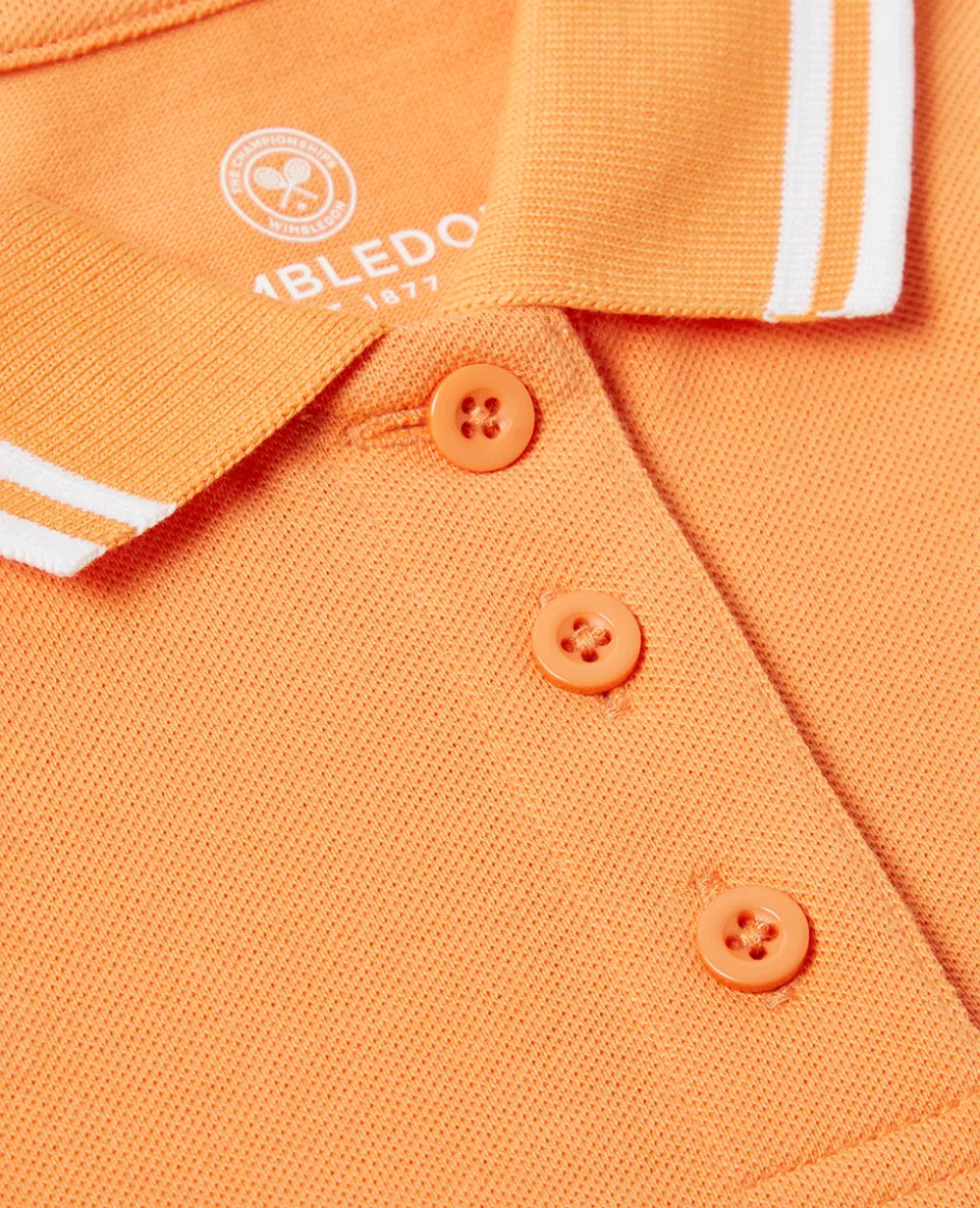 Wimbledon Kids Pique Polo - Orange-Kids Tops & T-Shirts