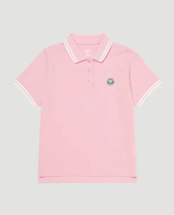 Wimbledon Kids Pique Polo - Pink-Kids Tops & T-Shirts
