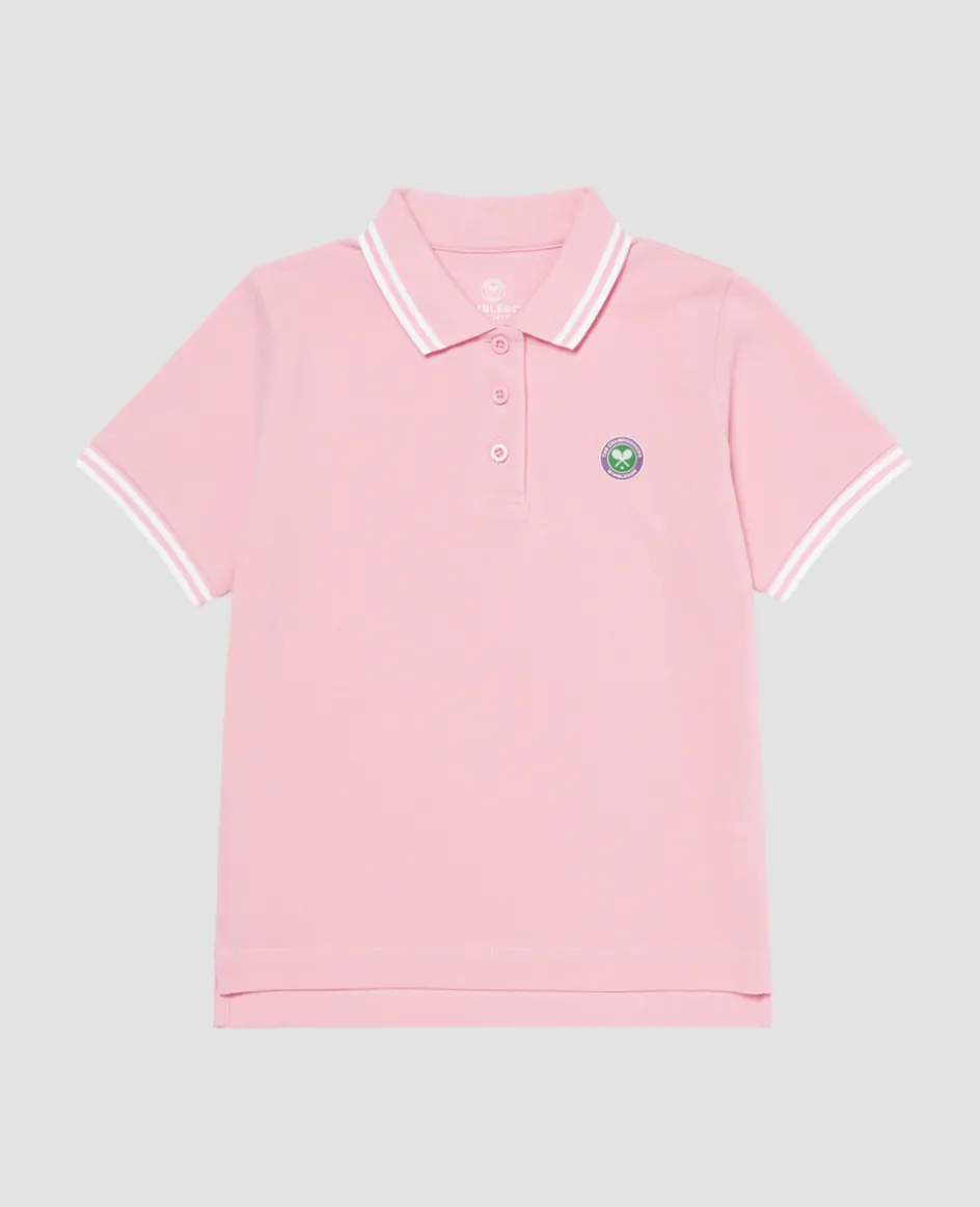 Wimbledon Kids Pique Polo - Pink-Kids Tops & T-Shirts