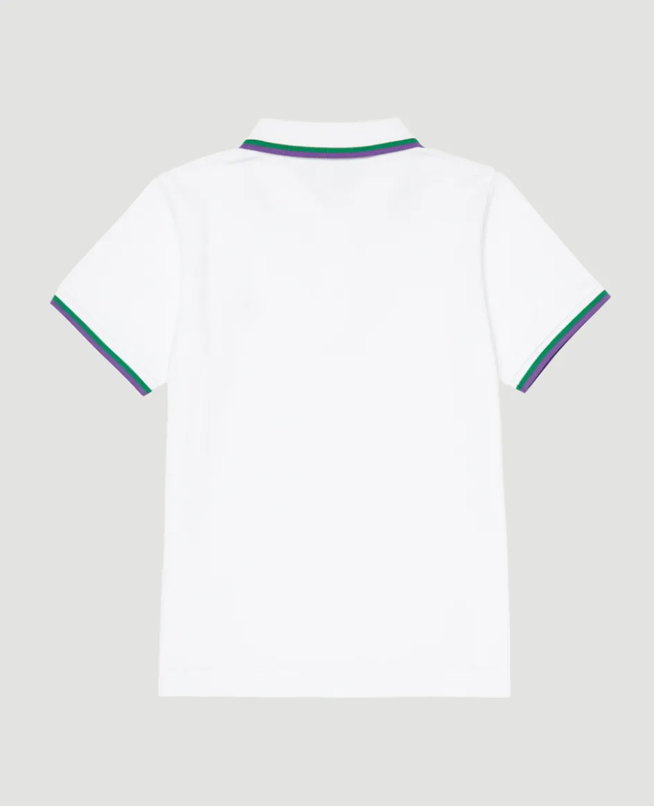 Wimbledon Kids Pique Polo - White-Kids Tops & T-Shirts