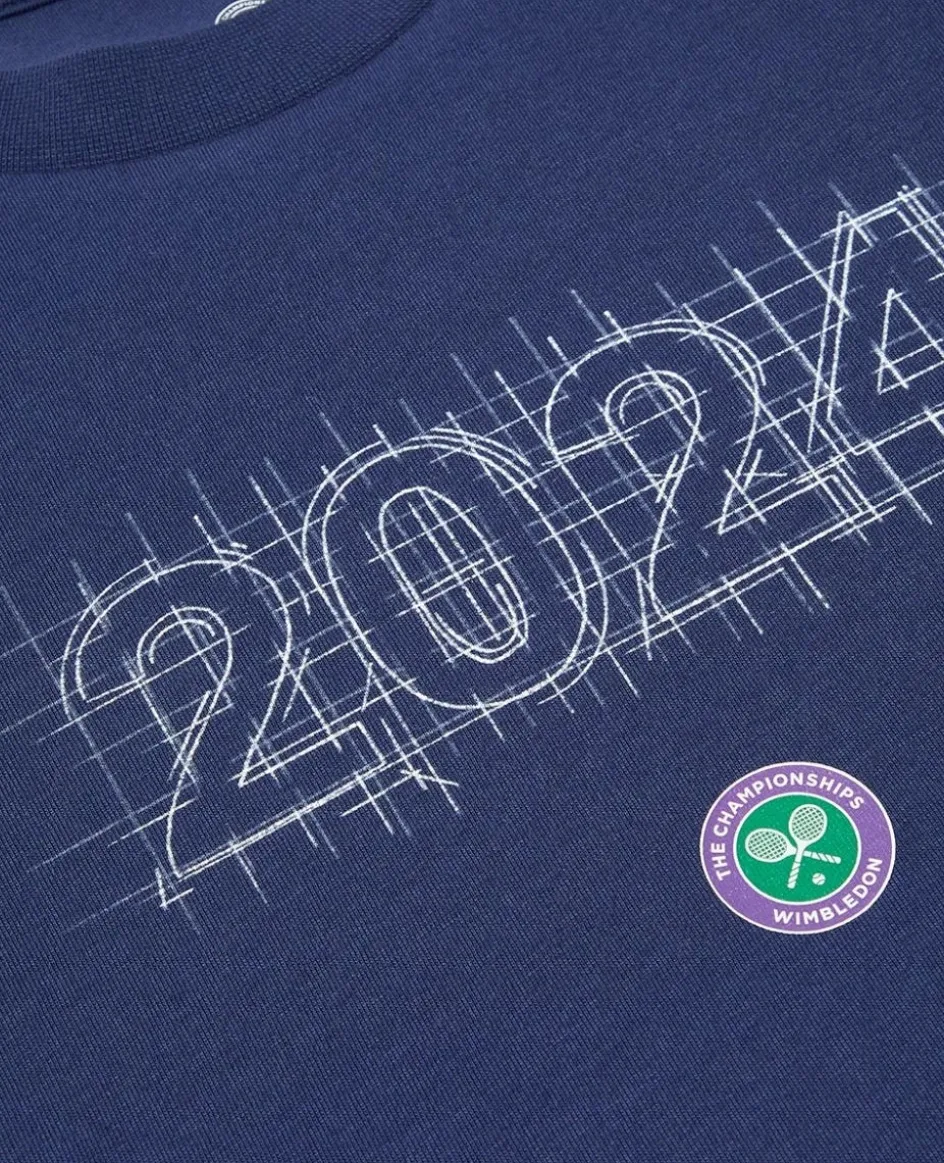 Wimbledon Kids 2024 Sketch T-Shirt - Navy-Kids Tops & T-Shirts