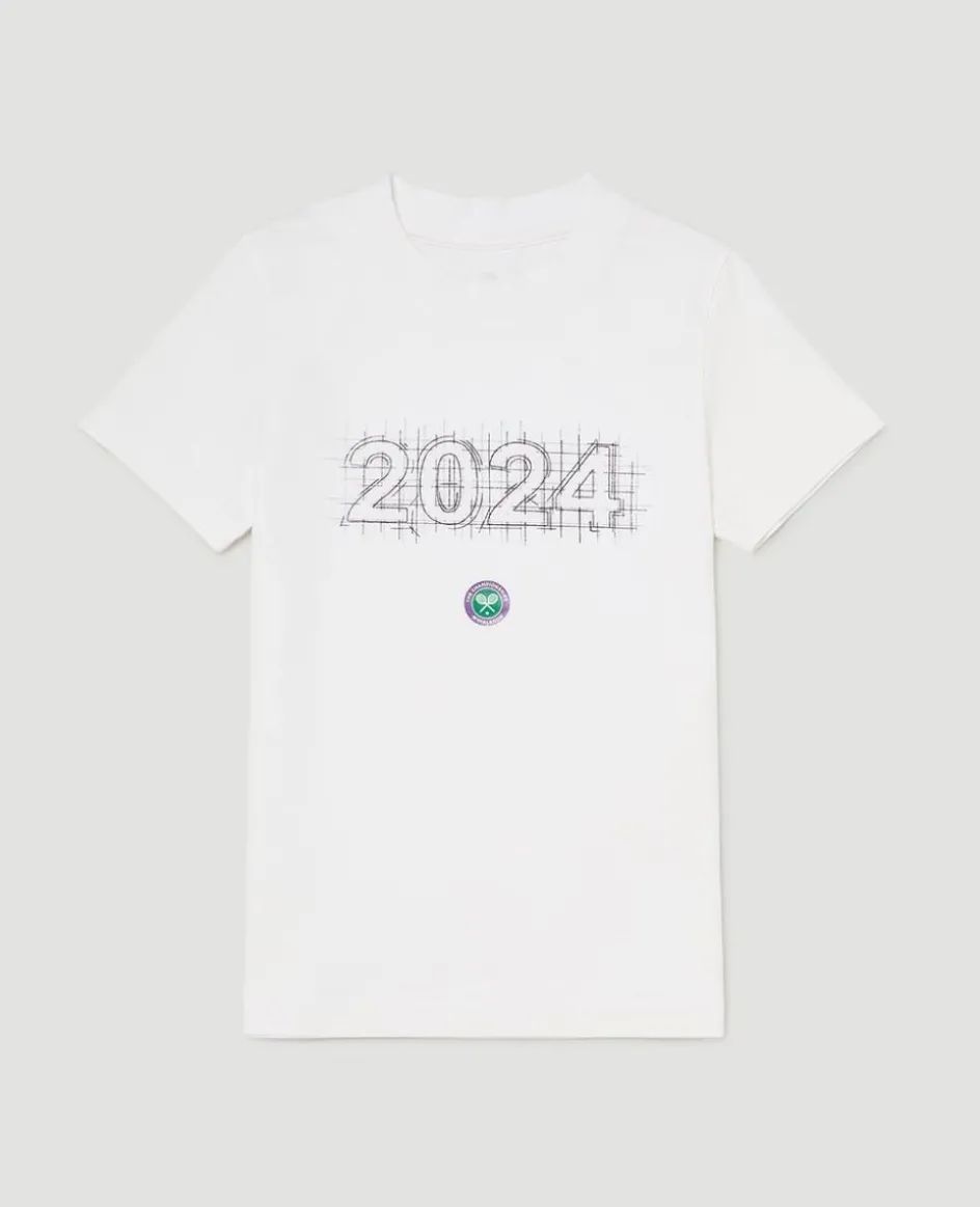 Wimbledon Kids 2024 Sketch T-Shirt - White-Kids Tops & T-Shirts