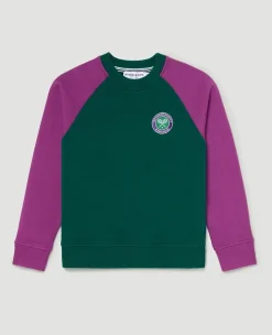 Wimbledon Kids Varsity Sweatshirt - Green & Purple-Kids Sweatshirts & Hoodies