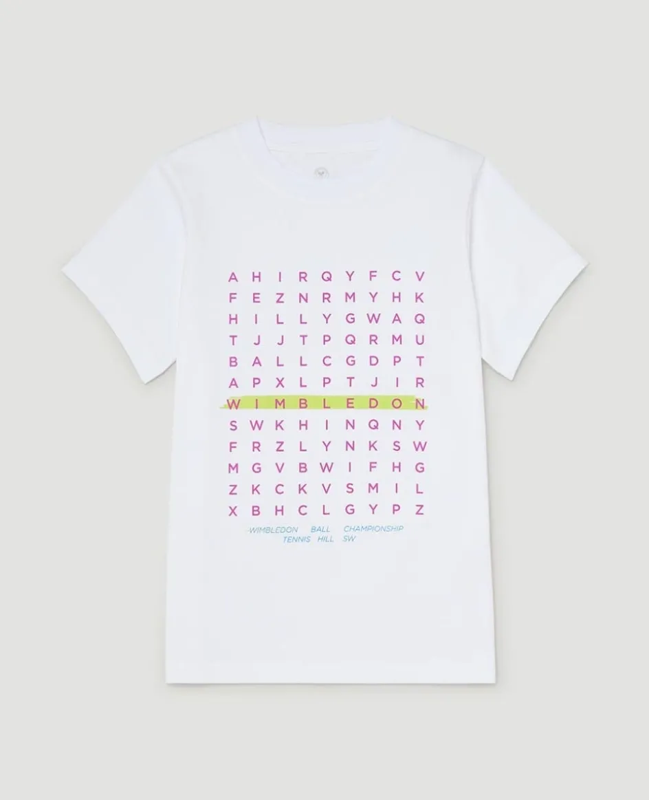 Wimbledon Kids Wordsearch T-Shirt - White-Kids Tops & T-Shirts