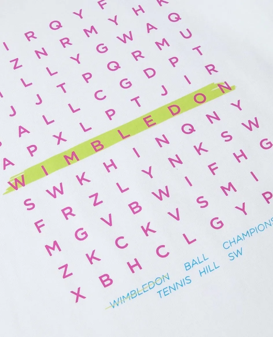 Wimbledon Kids Wordsearch T-Shirt - White-Kids Tops & T-Shirts