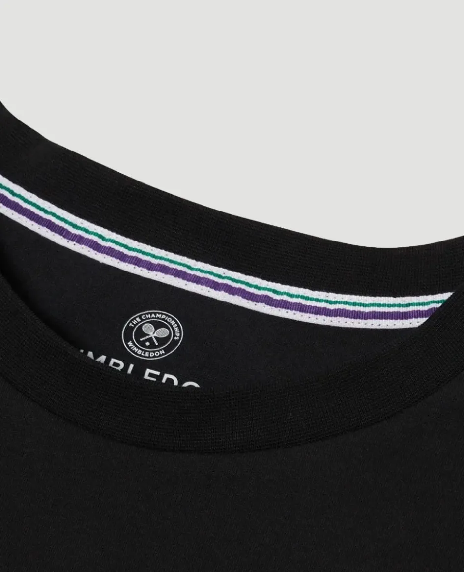 Wimbledon Men's Ball Court Crew Neck T-Shirt - Black- T-Shirts