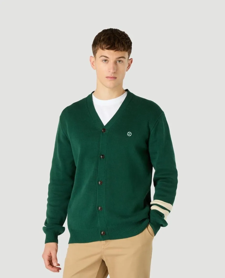 Wimbledon Mens Cardigan - Green- Knitwear