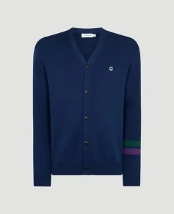 Wimbledon Mens Cardigan - Navy- Knitwear
