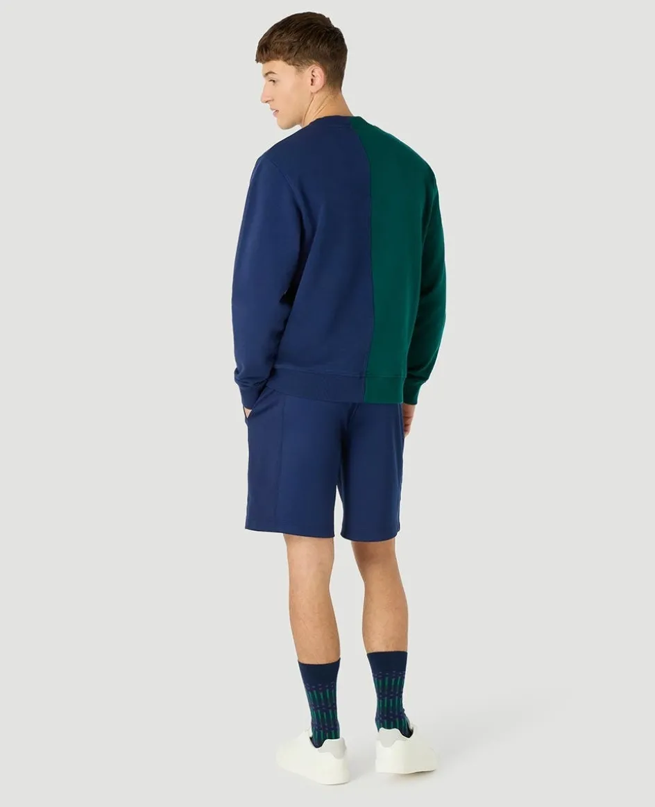 Wimbledon Mens Colour Block Sweatshirt - Green & Navy- Sweatshirts & Hoodies
