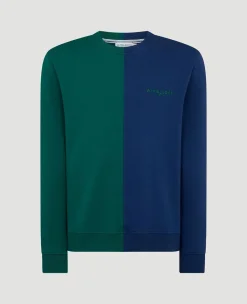 Wimbledon Mens Colour Block Sweatshirt - Green & Navy- Sweatshirts & Hoodies