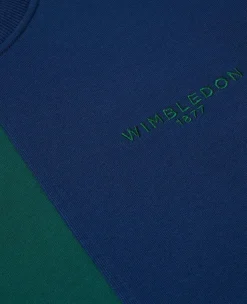 Wimbledon Mens Colour Block Sweatshirt - Green & Navy- Sweatshirts & Hoodies