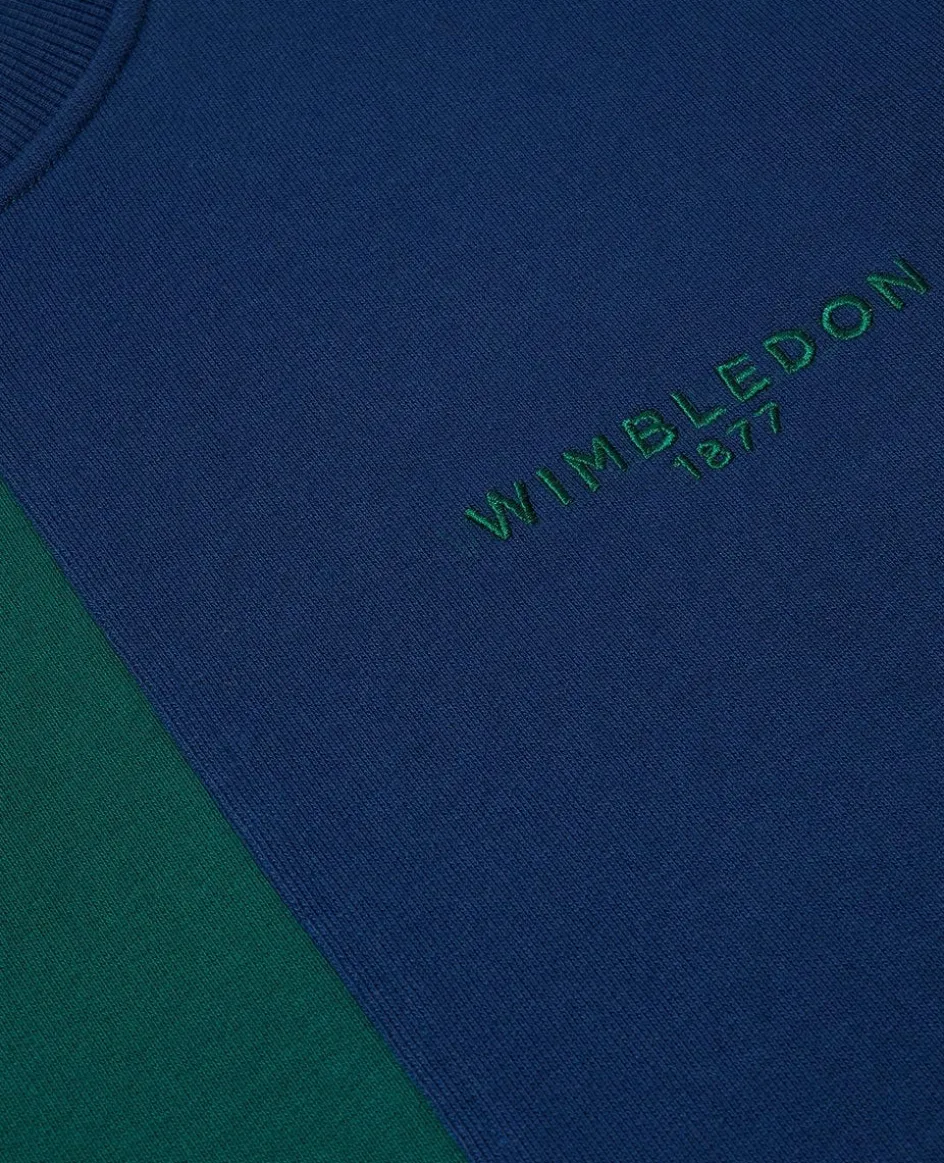Wimbledon Mens Colour Block Sweatshirt - Green & Navy- Sweatshirts & Hoodies