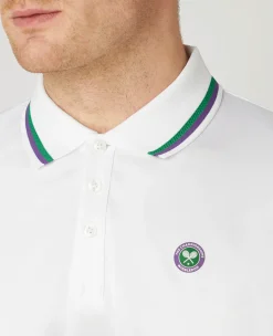 Wimbledon Mens Core Performance Polo - White- Tops & T-Shirts|Polo Shirts