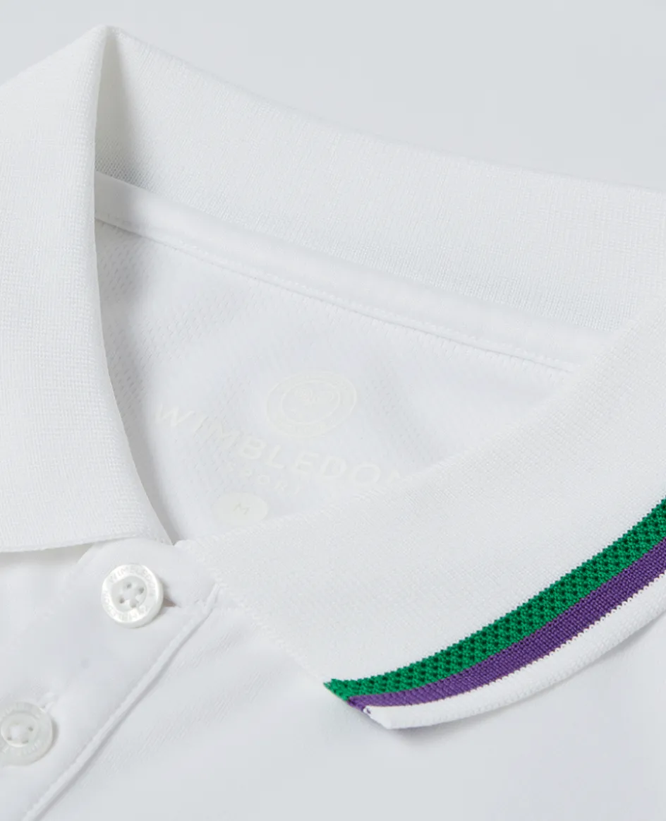 Wimbledon Mens Core Performance Polo - White- Tops & T-Shirts|Polo Shirts