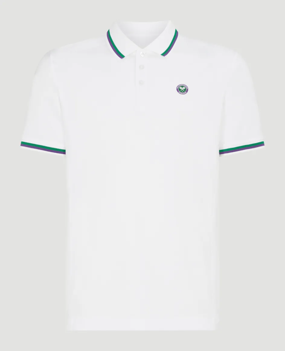 Wimbledon Mens Core Performance Polo - White- Tops & T-Shirts|Polo Shirts