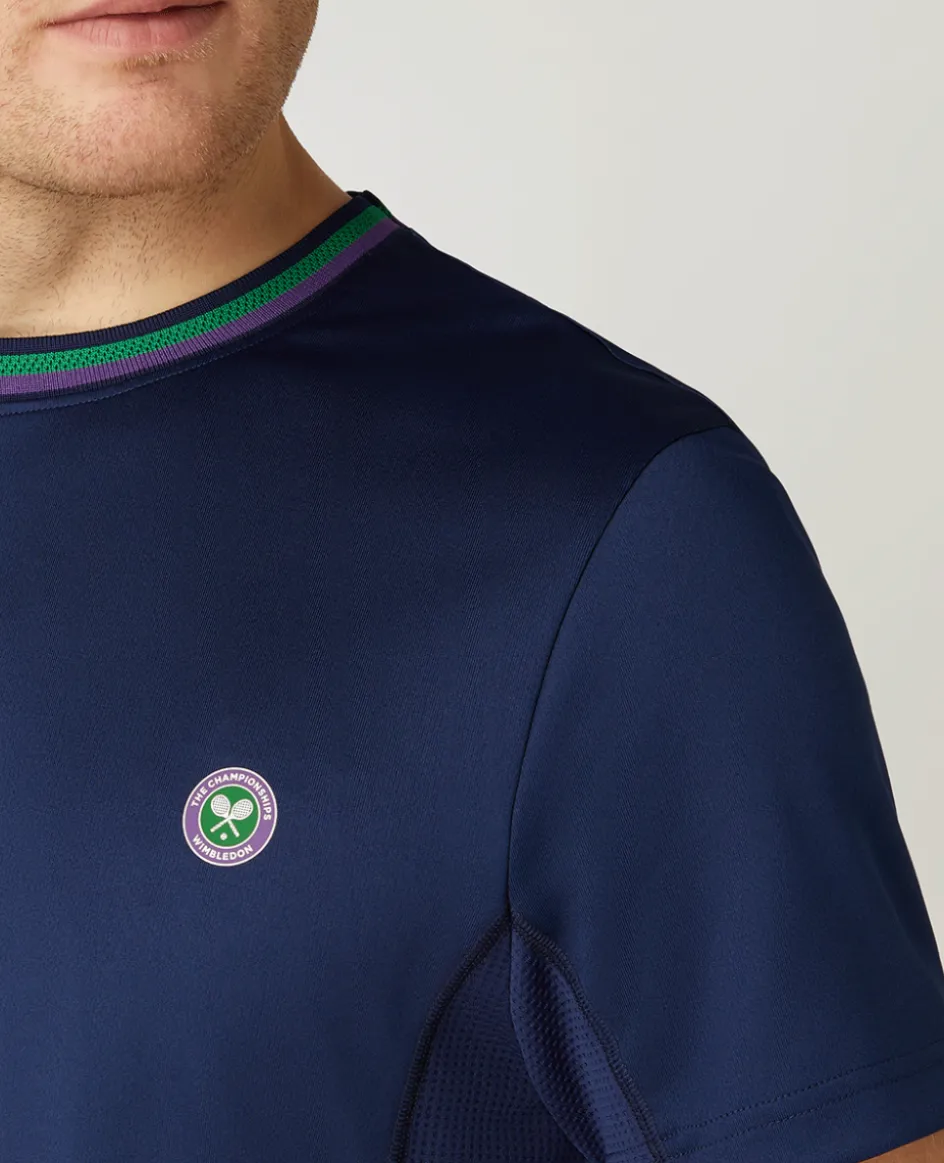Wimbledon Mens Core Performance Tee - Navy- Tops & T-Shirts|T-Shirts