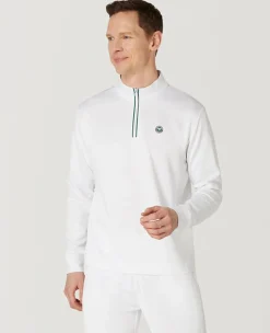 Wimbledon Mens Core Performance 1/4 Zip Training Top - White- Sweatshirts & Hoodies|Sweatshirts & Hoodies