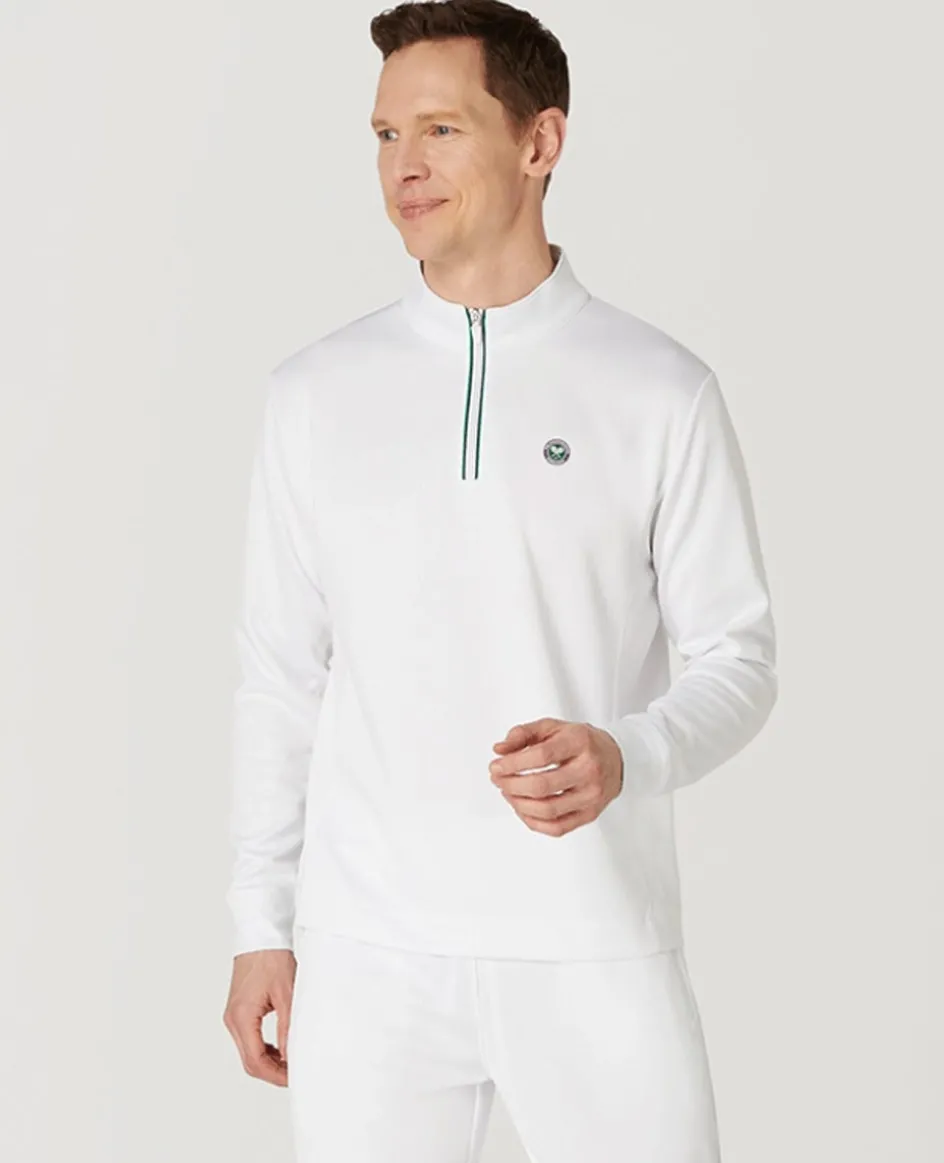 Wimbledon Mens Core Performance 1/4 Zip Training Top - White- Sweatshirts & Hoodies|Sweatshirts & Hoodies