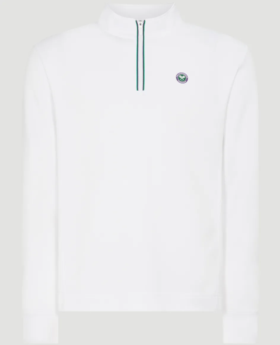 Wimbledon Mens Core Performance 1/4 Zip Training Top - White- Sweatshirts & Hoodies|Sweatshirts & Hoodies