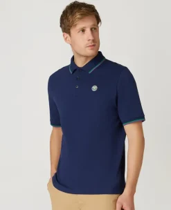 Wimbledon Mens Core Pique Polo - Navy- Polo Shirts