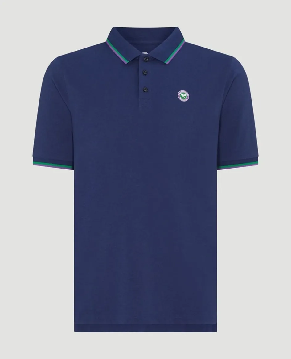 Wimbledon Mens Core Pique Polo - Navy- Polo Shirts