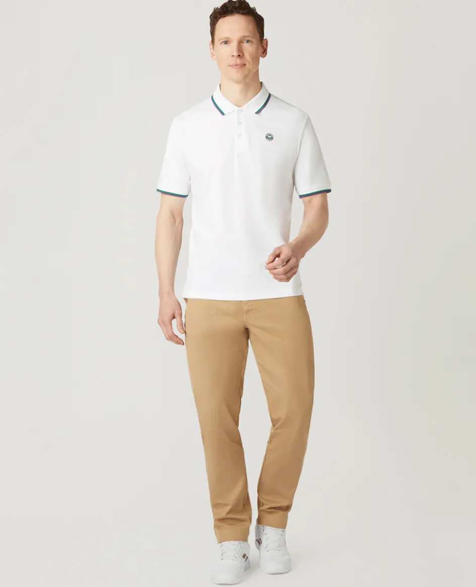 Wimbledon Mens Core Pique Polo - White- Tops & T-Shirts|Polo Shirts