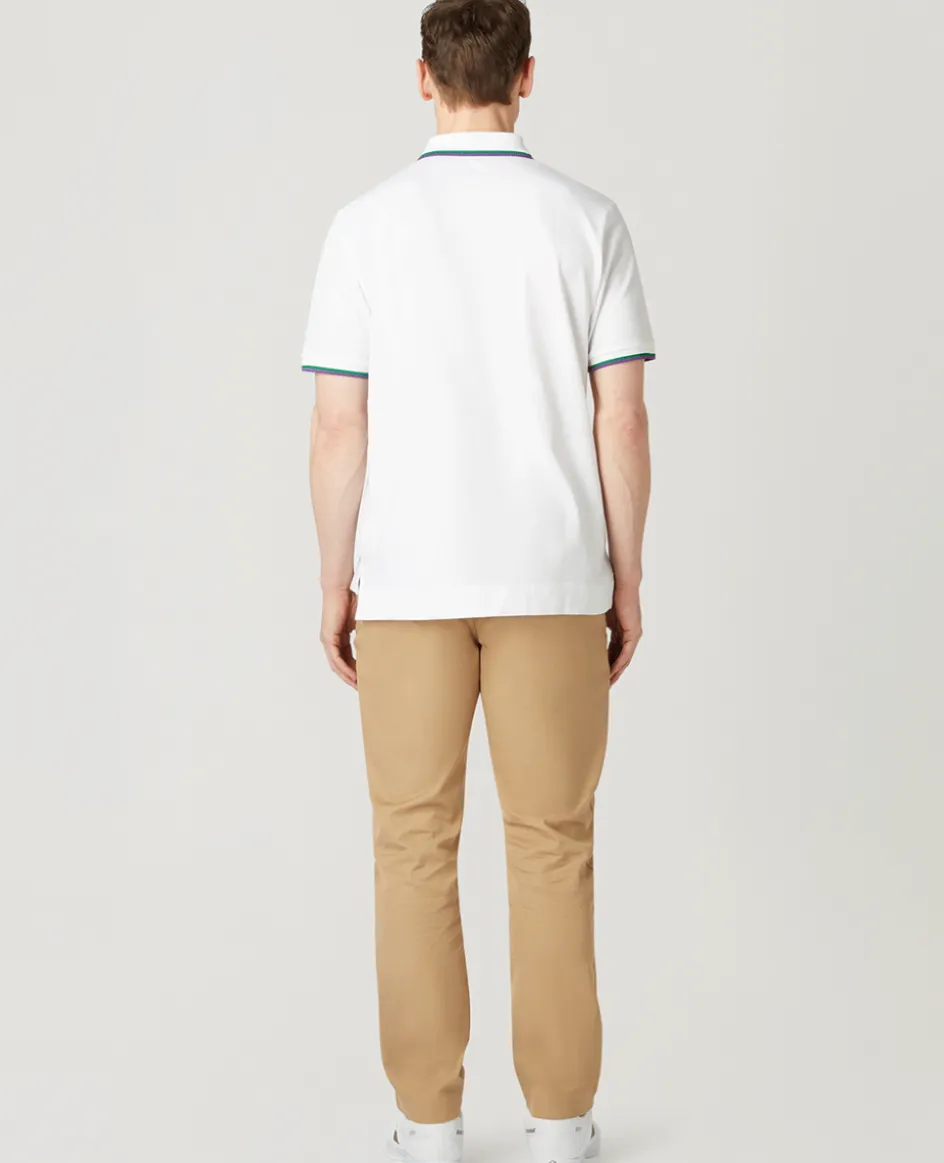 Wimbledon Mens Core Pique Polo - White- Tops & T-Shirts|Polo Shirts