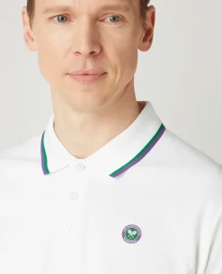 Wimbledon Mens Core Pique Polo - White- Tops & T-Shirts|Polo Shirts