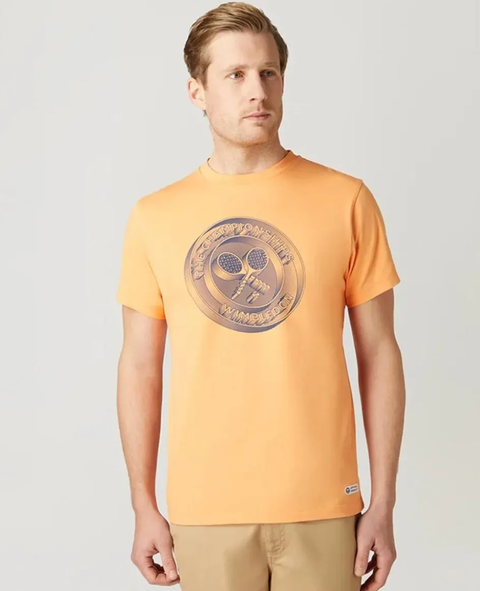 Wimbledon Mens 3D Logo T-Shirt - Peach- T-Shirts