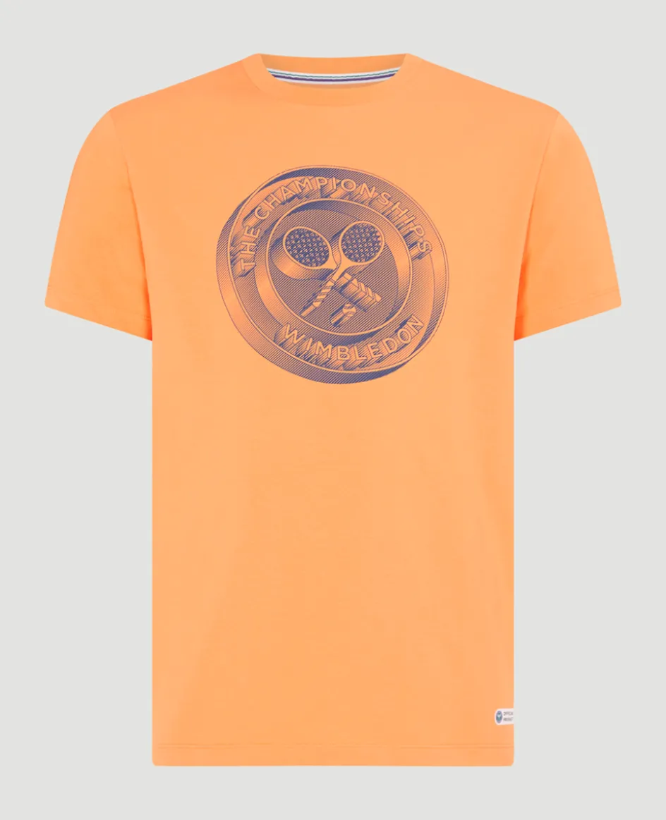 Wimbledon Mens 3D Logo T-Shirt - Peach- T-Shirts