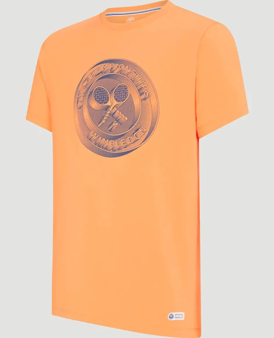 Wimbledon Mens 3D Logo T-Shirt - Peach- T-Shirts