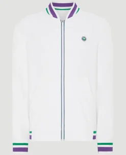 Wimbledon Mens Full Zip Jacket - White- Jackets & Coats