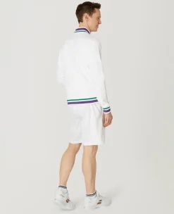 Wimbledon Mens Full Zip Jacket - White- Jackets & Coats