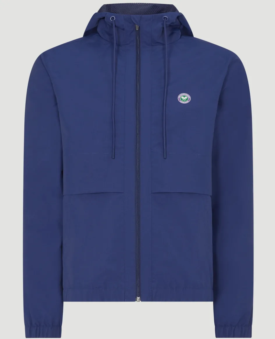 Wimbledon Mens Hooded Water Resistant Jacket - Navy- Jackets & Coats