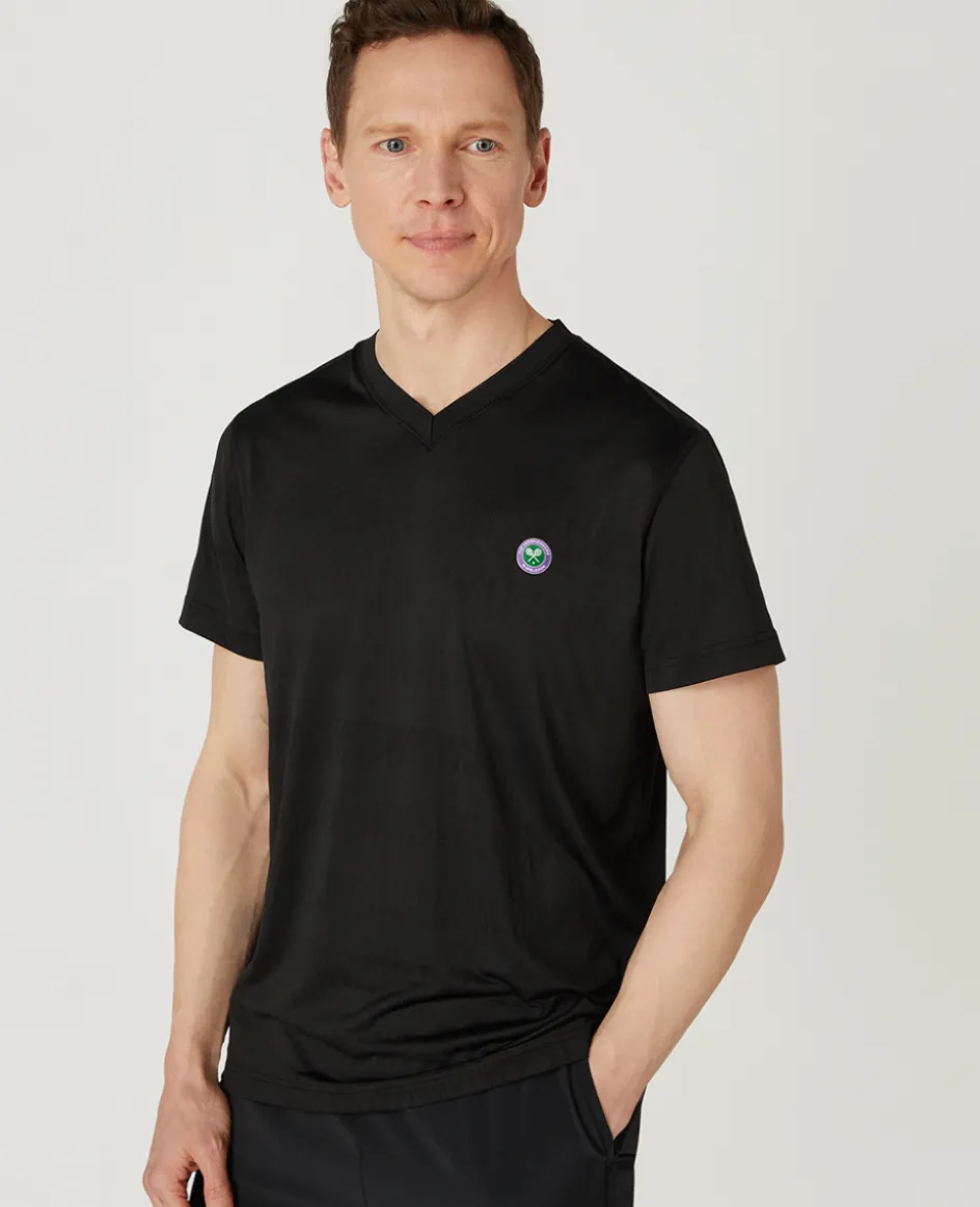 Wimbledon Mens Light Performance T-Shirt - Black- T-Shirts
