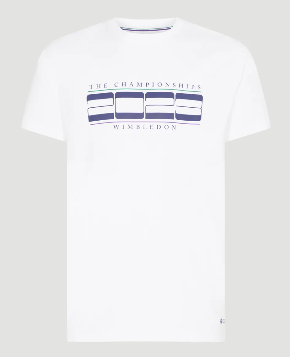 Wimbledon Mens Linear 2023 T-Shirt - White- T-Shirts