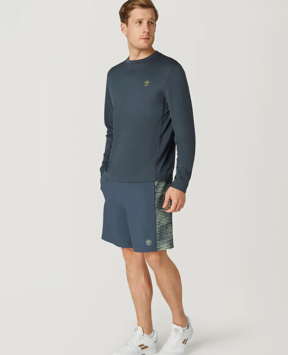 Wimbledon Mens Long Sleeve Performance T-Shirt - Steel- T-Shirts