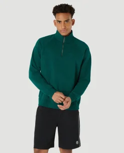 Wimbledon Mens Monobrand 1/4 Zip - Green- Sweatshirts & Hoodies