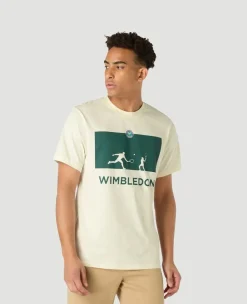 Wimbledon Mens Negative T-Shirt - Cream- T-Shirts
