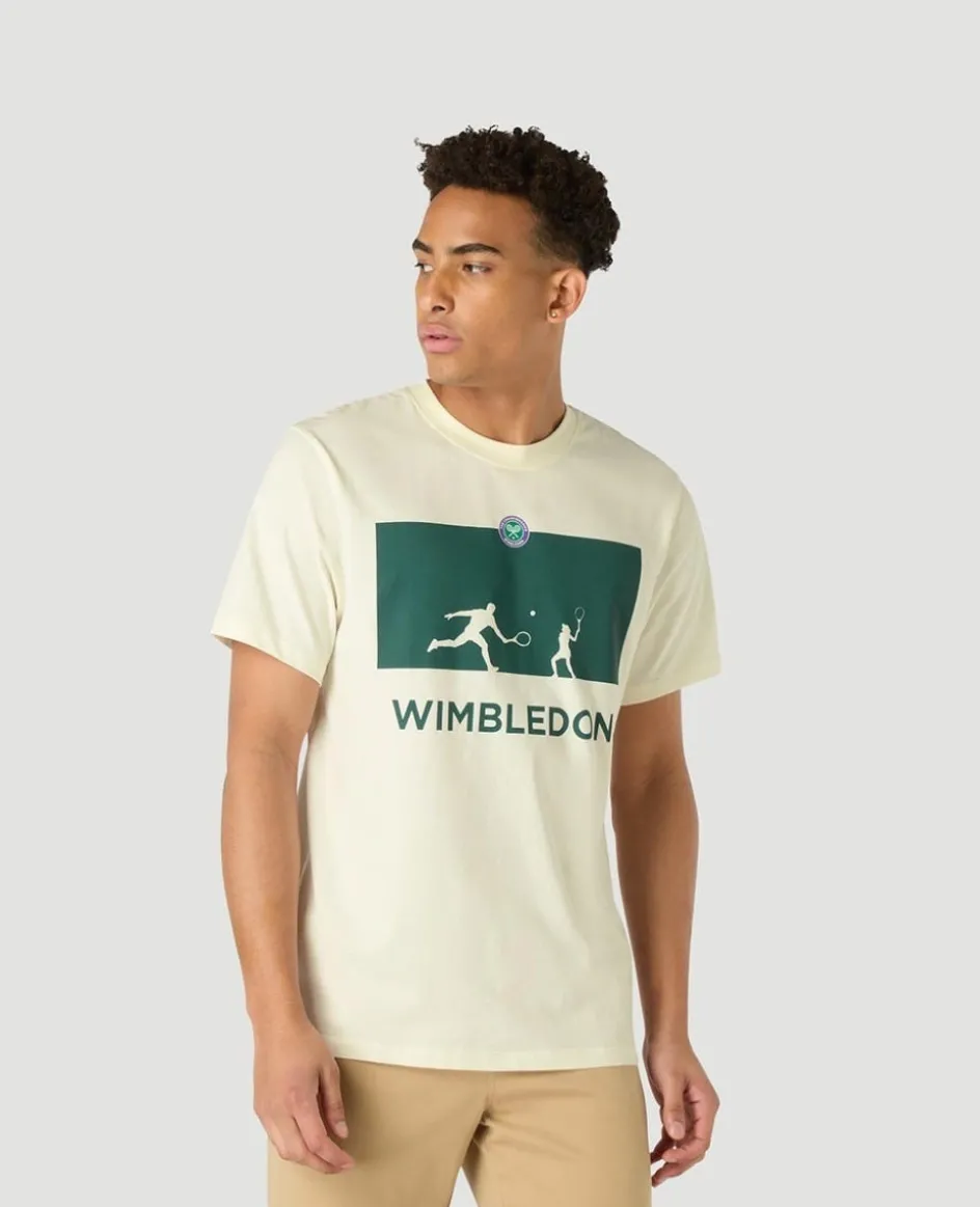 Wimbledon Mens Negative T-Shirt - Cream- T-Shirts