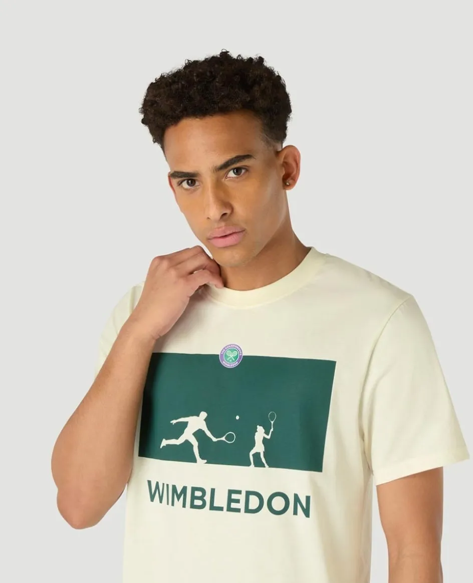 Wimbledon Mens Negative T-Shirt - Cream- T-Shirts