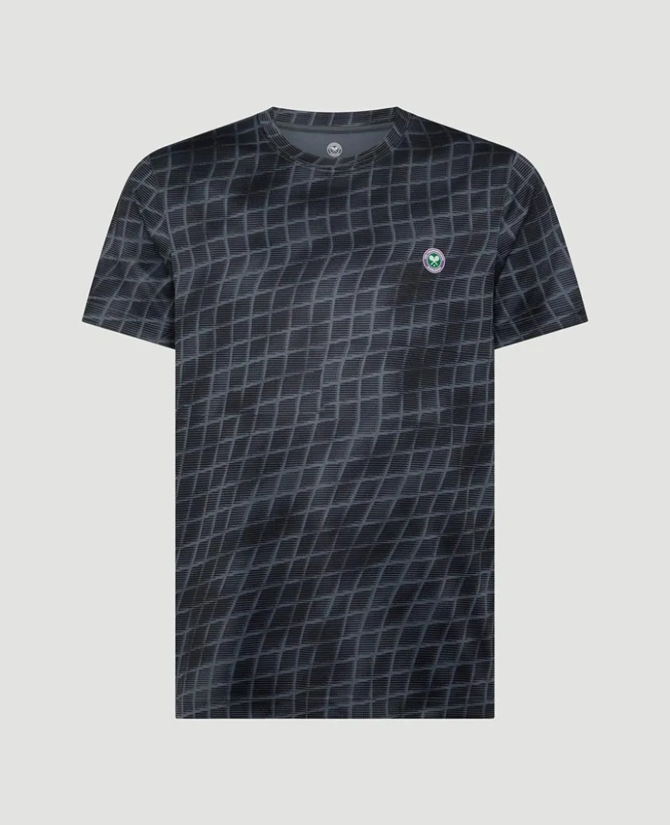 Wimbledon Mens Performance Net T-Shirt - Black- T-Shirts