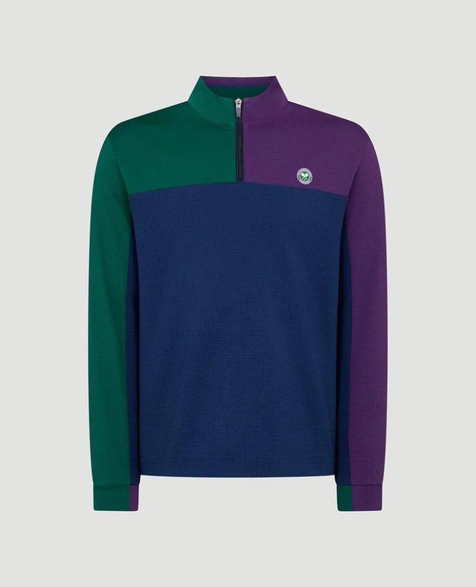 Wimbledon Mens Performance Panel 1/4 Zip Jacket - Multi- Jackets & Coats