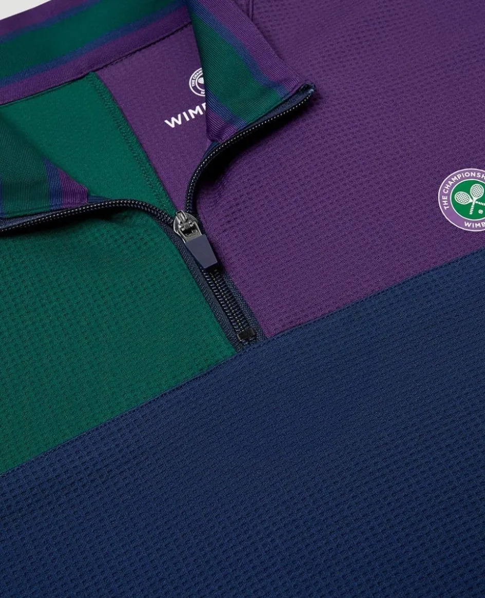 Wimbledon Mens Performance Panel 1/4 Zip Jacket - Multi- Jackets & Coats