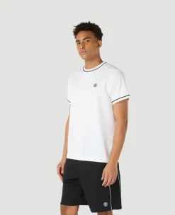 Wimbledon Mens Performance Piped T-Shirt - White- Tops & T-Shirts|T-Shirts