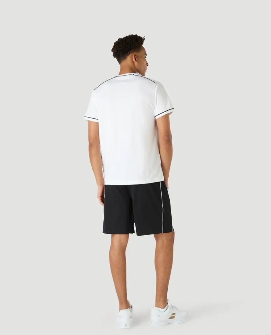 Wimbledon Mens Performance Piped T-Shirt - White- Tops & T-Shirts|T-Shirts