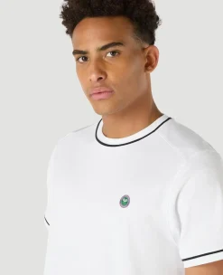 Wimbledon Mens Performance Piped T-Shirt - White- Tops & T-Shirts|T-Shirts