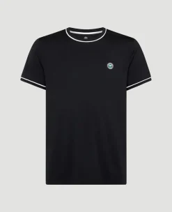 Wimbledon Mens Performance Piped T-Shirt - Black- T-Shirts